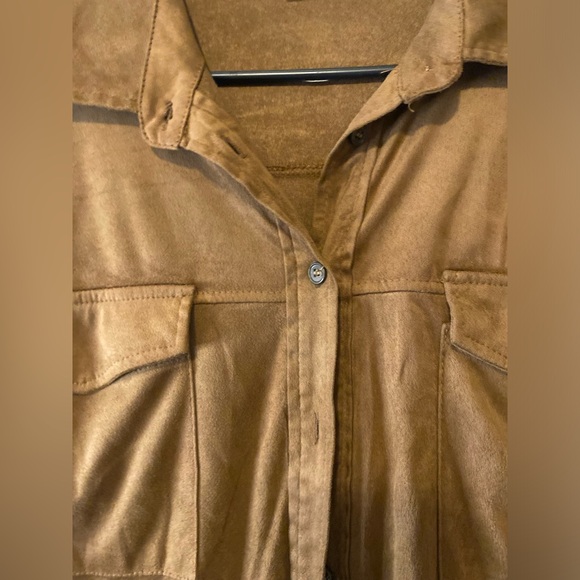 Say What? Women’s Brown Button Up Long Sleeve Top 1X - Picture 5 of 5